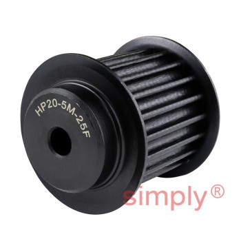 P20-5M-25F - 5mm Pitch 20 Tooth Flanged HTD Type Steel Pilot Bore Timing Pulley for 25mm Wide Belts